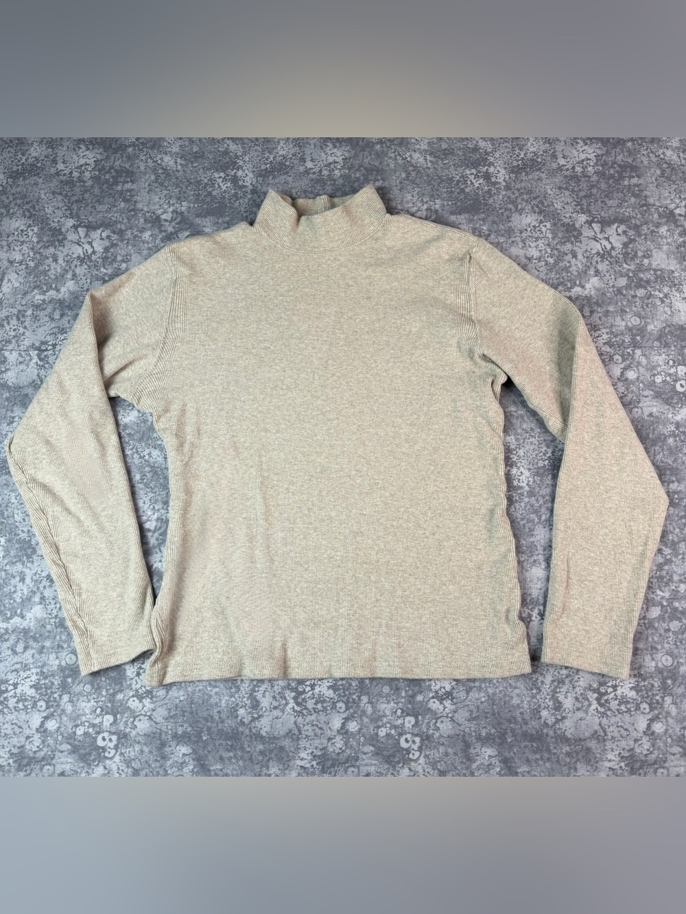 Vintage Liz Claiborne Lizwear Oatmeal Ribbed Mock Neck Top - Small